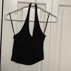 Black halter neck crop top